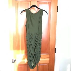 TIGER MIST FITTED with SIDE ROUGING OLIVE GREEN DRESS Soze Large